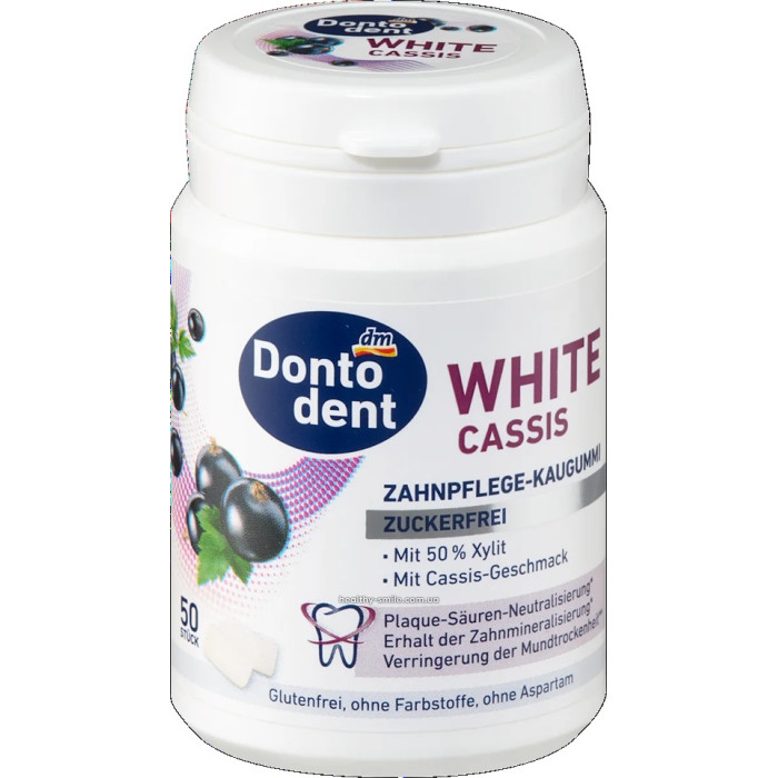 Dontodent Chewing gum with xylitol, blackcurrant flavor, 50 pcs